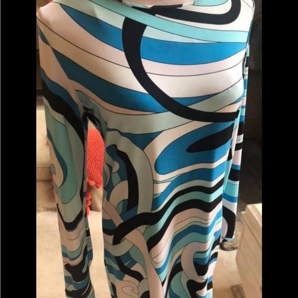 Michael Kors Long Sleeve Dress Shades of Blue/Black/Gray Geometrical women’s Med - Picture 3 of 9